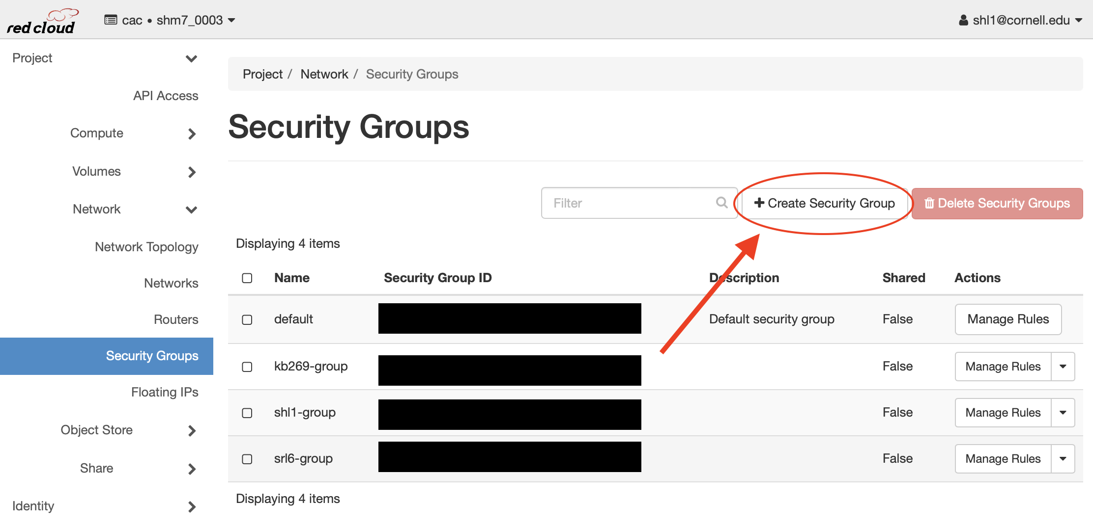 Create Security Group