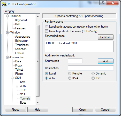 PuTTY Connection Port