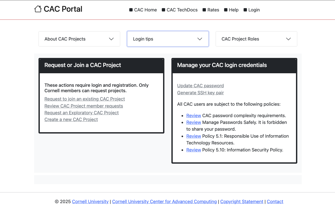 Log in CAC Portal