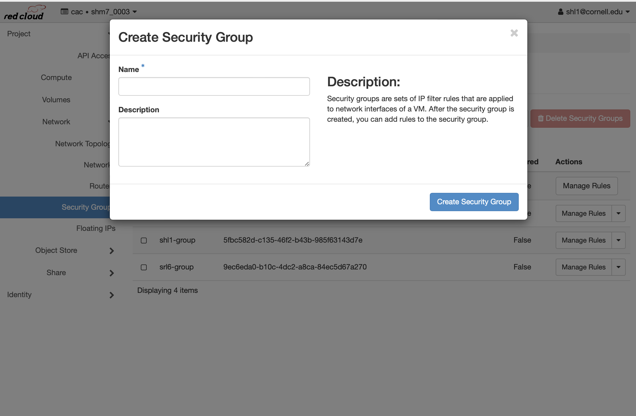 Create Security Group